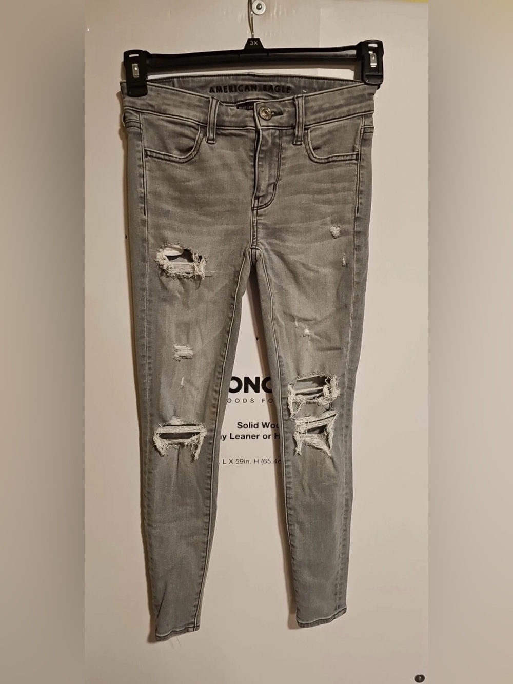 American Eagle Outfitters Grey Distressed Next level stretch Skinny Jeans